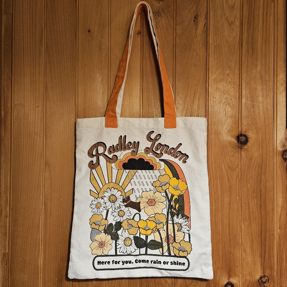 RADLEY LONDON White and Orange Canvas Tote